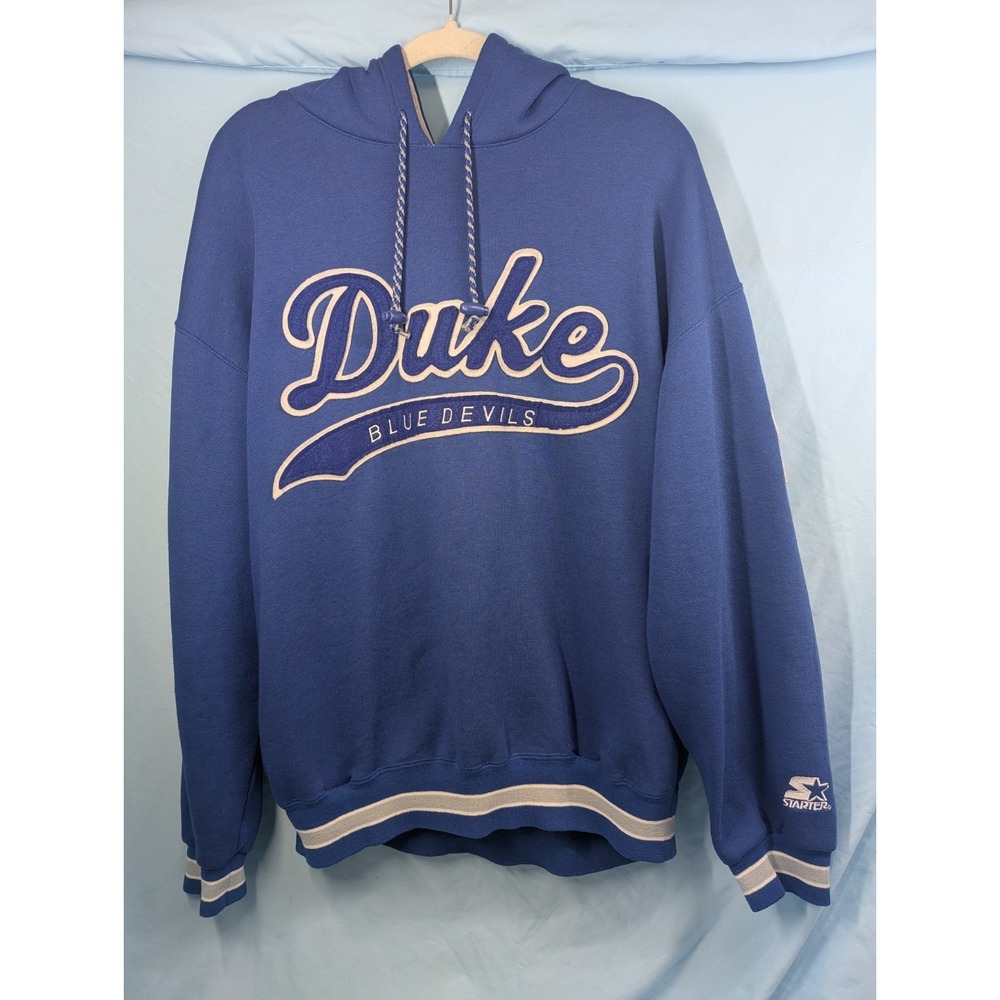 Vintage Starter Blue Devils Sweater Hoodie Pullover Mens L Made In Korea *Read